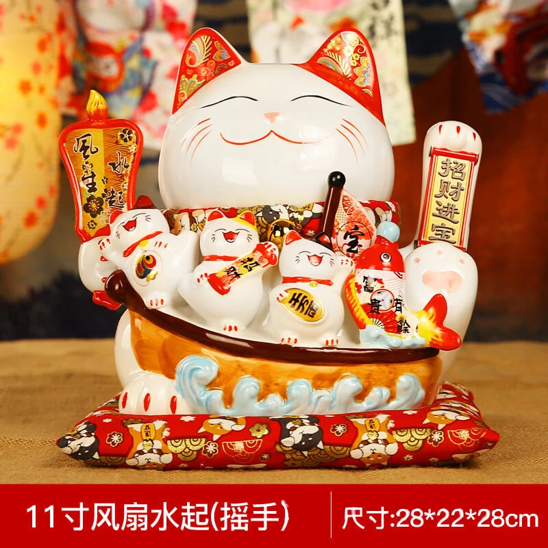 国潮摆件 家居美学 陶瓷发财猫 送礼居家办公礼品可爱有趣吉祥物