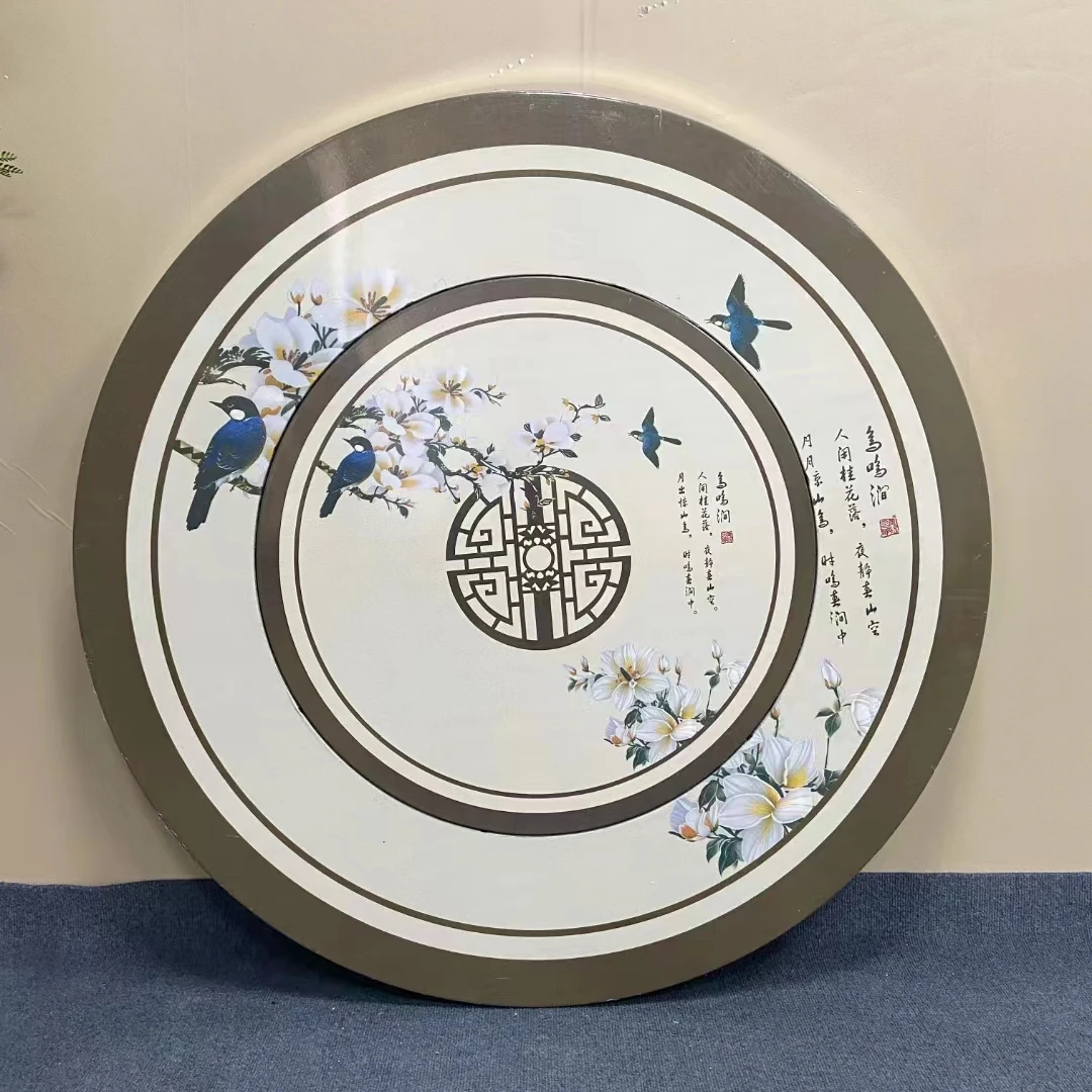 1.2米-2.0米加厚不锈钢内置转盘大圆桌家用大气餐厅彩图高档餐桌