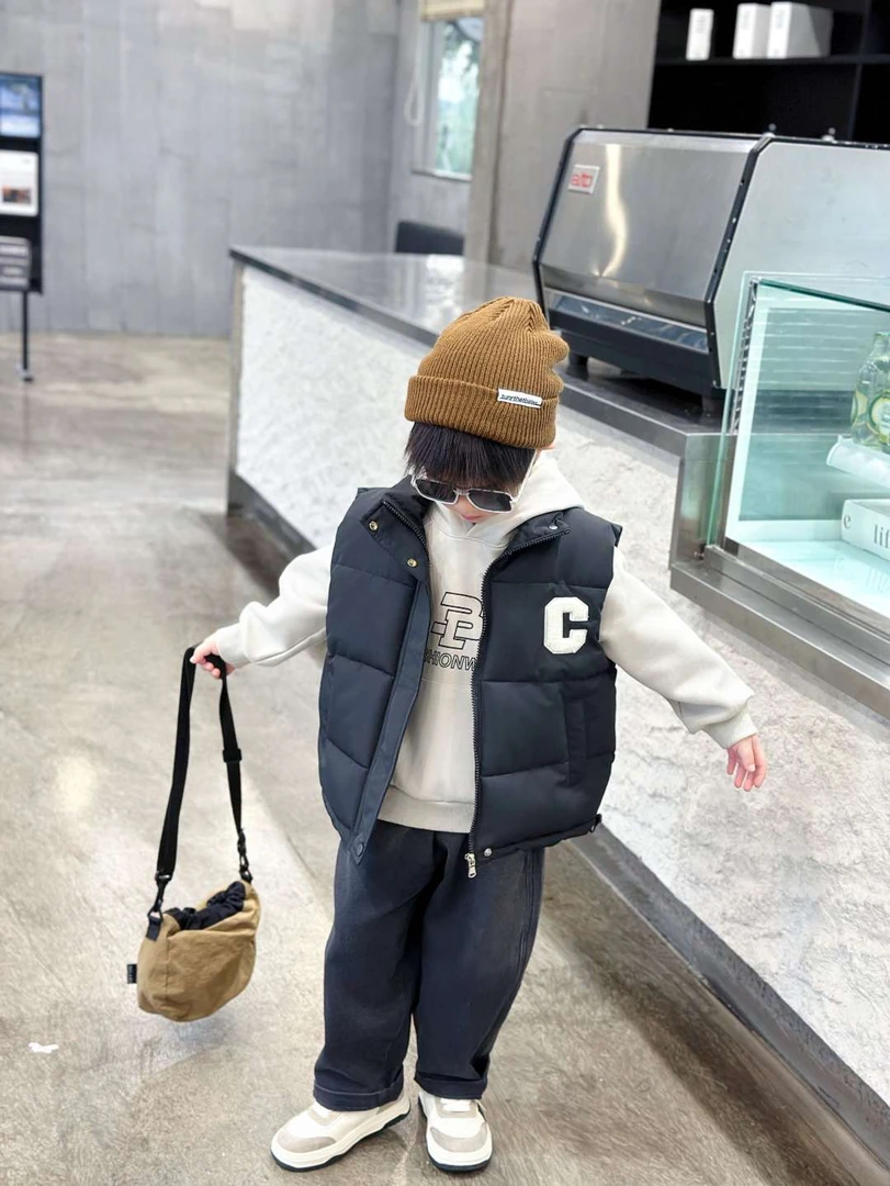 男童马甲2025新款儿童秋冬马夹棉保暖背心外穿宝宝加厚棉坎肩