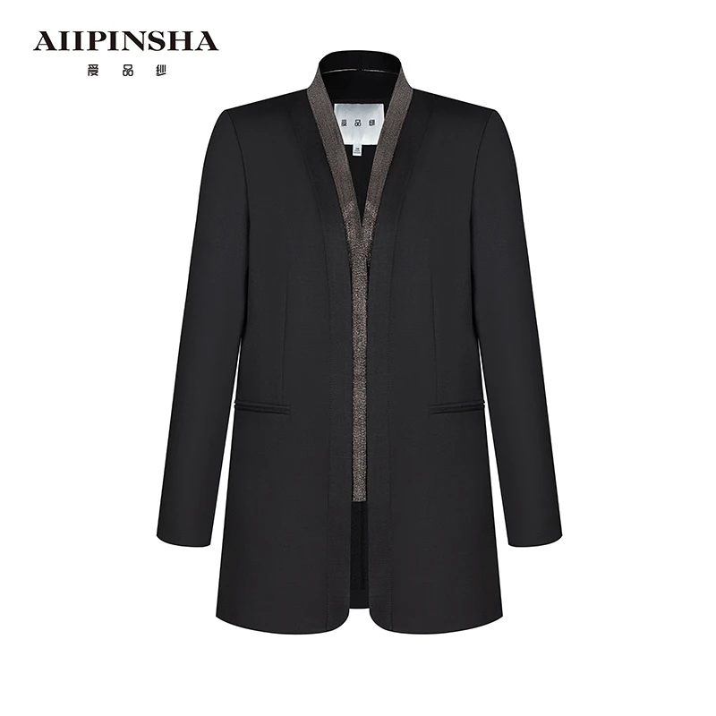 爱品纱黑色西装气质时尚商务黑色春季设计师E4SJ496WQA