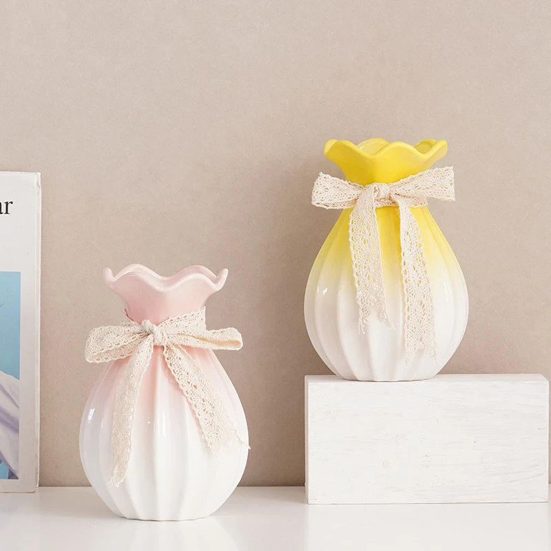 ins陶瓷花瓶干花鲜花花器简约现代居家装饰电视柜茶几桌面摆件