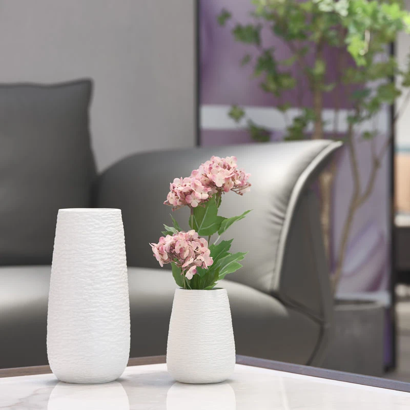 宿雨简约白色陶瓷花瓶高级感北欧创意居家装饰客餐厅鲜花插花摆件