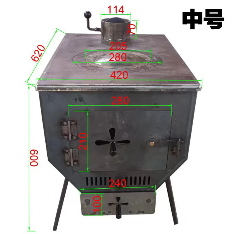 方中号（600*620*420mm）取暖炉能做饭取暖能烧柴烧煤烧炭都可以