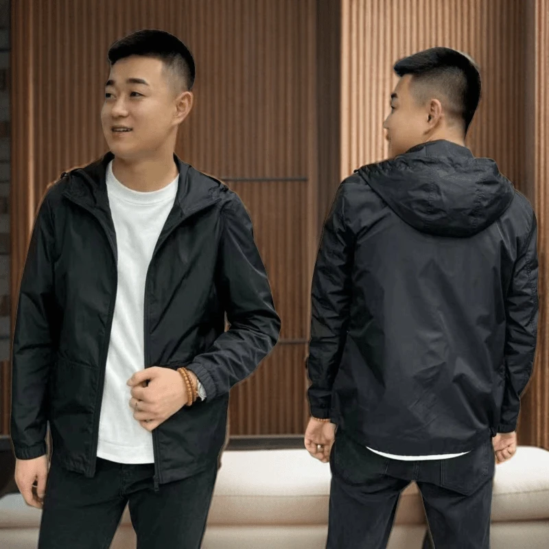 新款男士轻薄外套春夏季连帽休闲商务百搭防晒透气夹克修身网红款