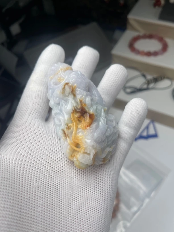 缅胶无优化无注胶天然翡翠手把件