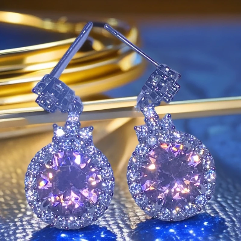 樱花粉-粉蓝宝石-精工合金培育耳坠67