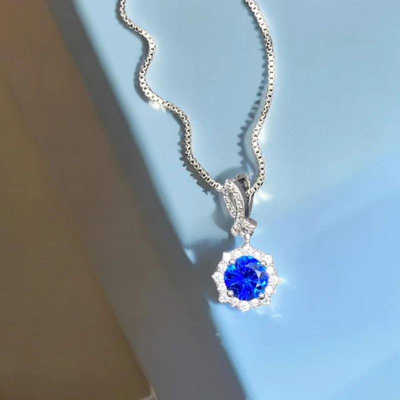 531-皇家蓝色-蓝宝石-精工合金培育吊坠配链
