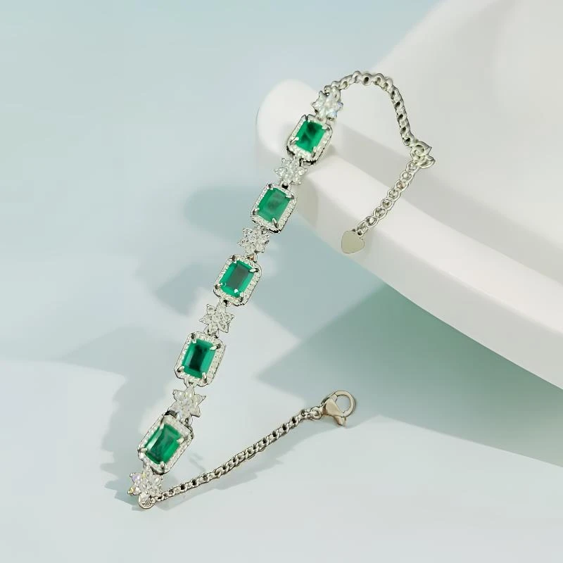 213-祖母绿-精工合金培育手链