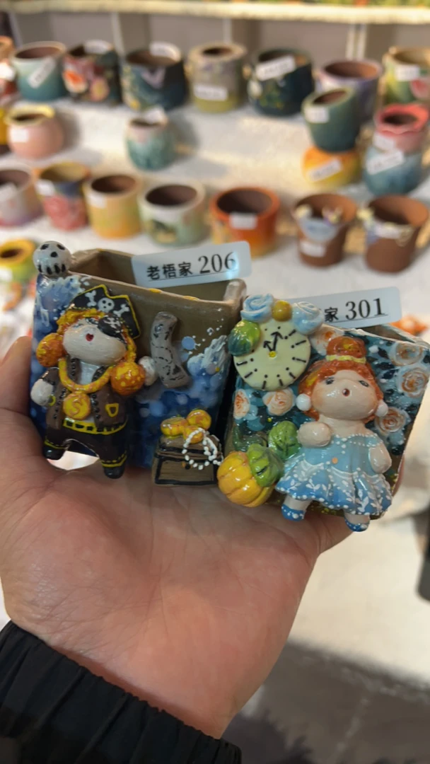 手工手绘多肉花盆 咕噜专拍