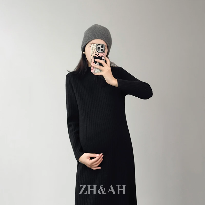 ZH&AH【寒冬刚需】冬季新款时尚气质百搭北极绒半高领毛衣内搭裙