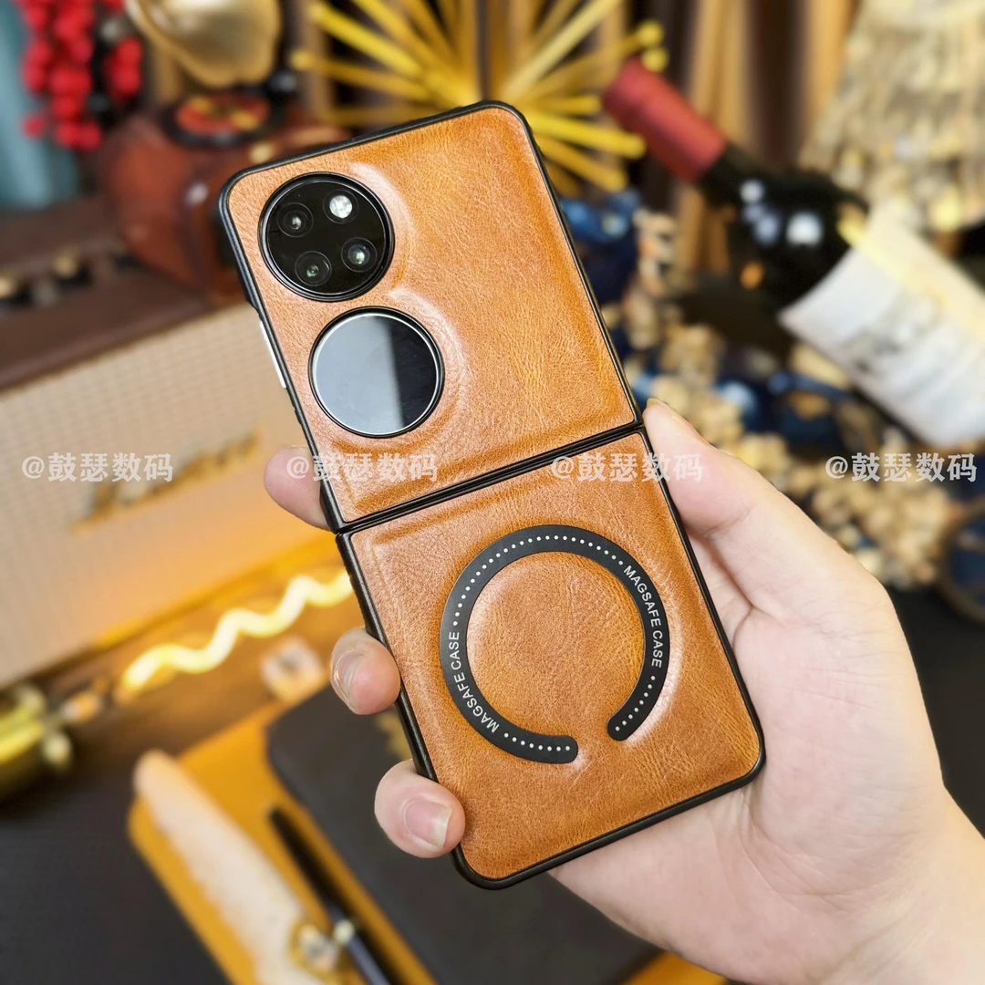 适用于华为P50 Pocket手机壳疯马纹磁吸防摔商务高端磁吸保护