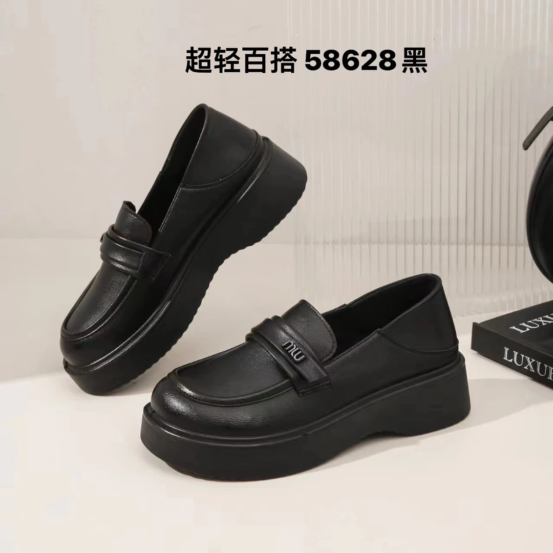 软底软皮厚底时尚爆款单鞋58628（号码标准正码正拍）