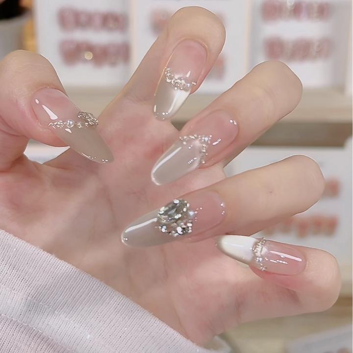 【塞纳河畔】纯手工穿戴甲穿戴光疗甲冰透渐变纯欲四季流行10片装