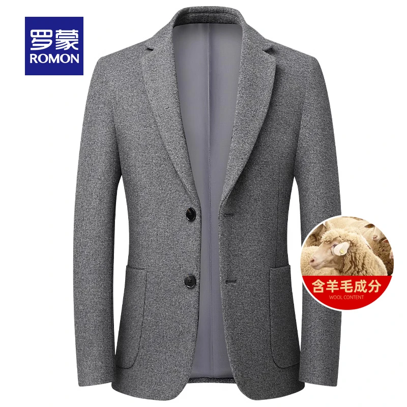 【含羊毛】罗蒙男士商务休闲单西外套2024秋季新款修身百搭西服男