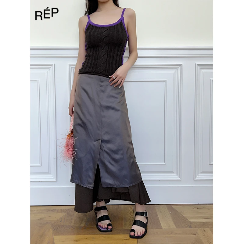 EDWARD CUMING棕拼紫吊带针织背心24SS新款TheREPUBLIQUE