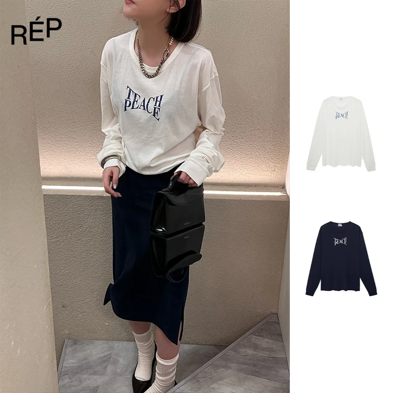 IMMI设计师超薄强粘针织字母印花宽松长袖T恤24FW时髦穿搭新款