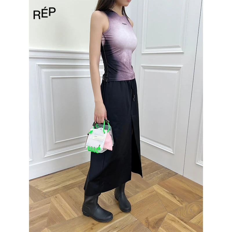 Lesugiatelier设计师品牌时尚修身黑色印花图形背心24SS新款