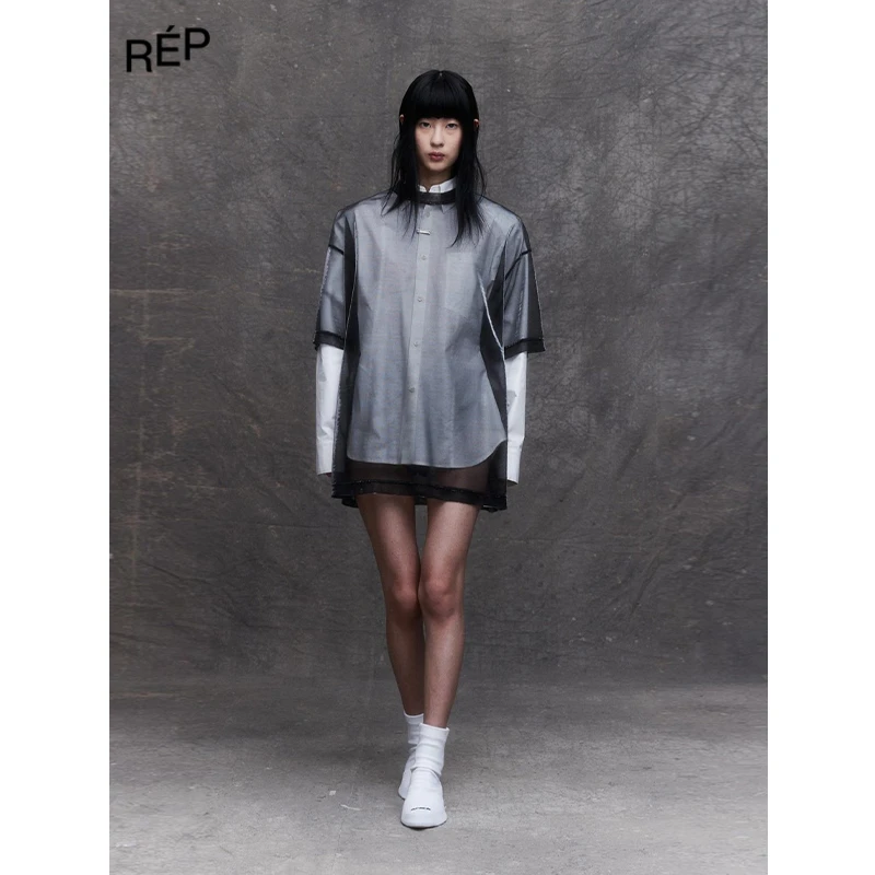 BONBOM设计师品牌黑色网纱短袖T恤24FW TheREPUBLIQUE女装买手店