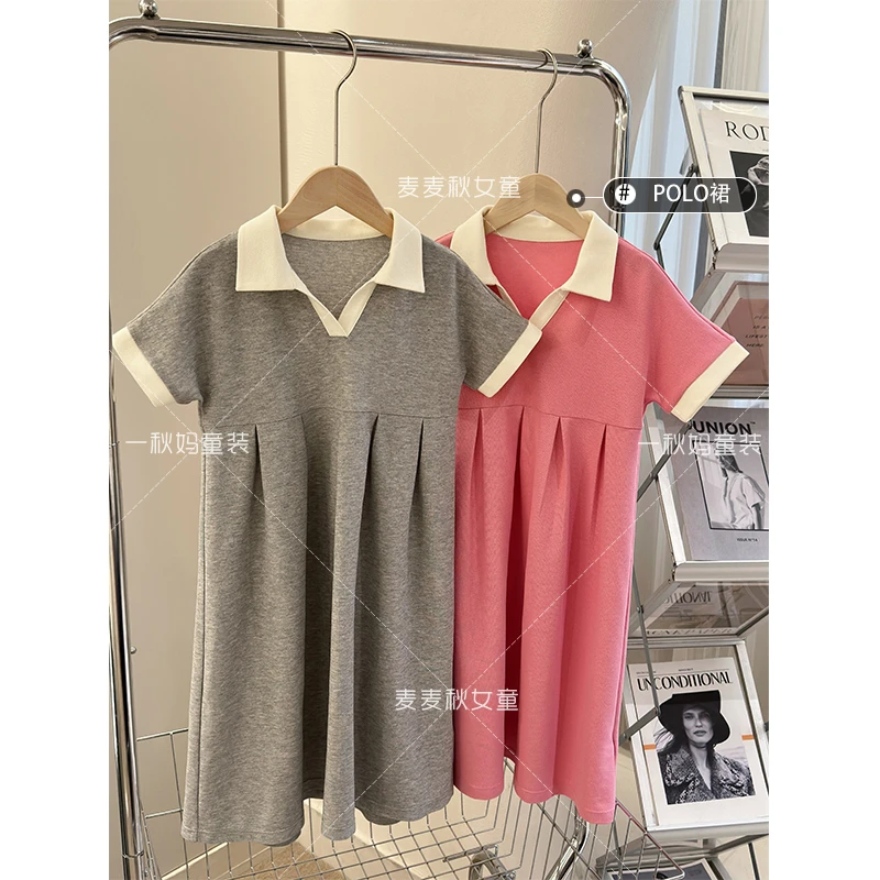 麦麦秋【现货-针织翻领连衣裙+自带甜美浪漫的气息】女童夏季连衣裙