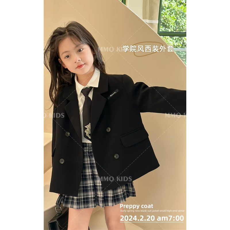 【现货-学妹报道】母女装春季女童西服外套学院风童装上衣