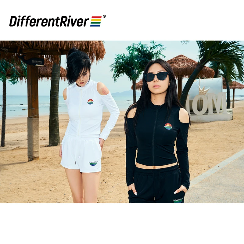 DifferentRiver2023夏季【假日】海滩系列-辣妹漏肩长袖拉链泳装