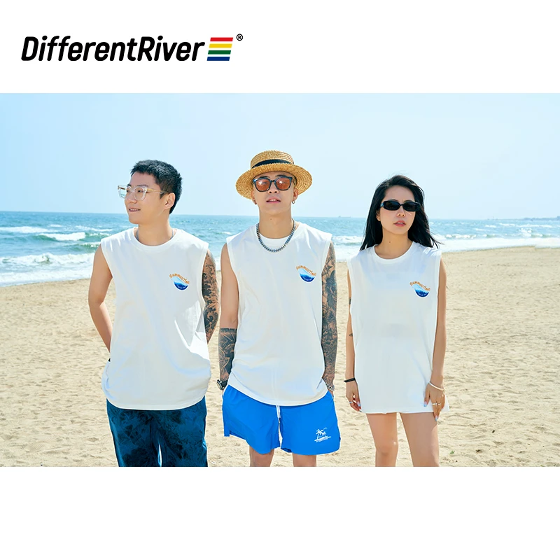 DifferentRiver2023夏季【假日】海滩系列-海浪椰树印花无袖T恤