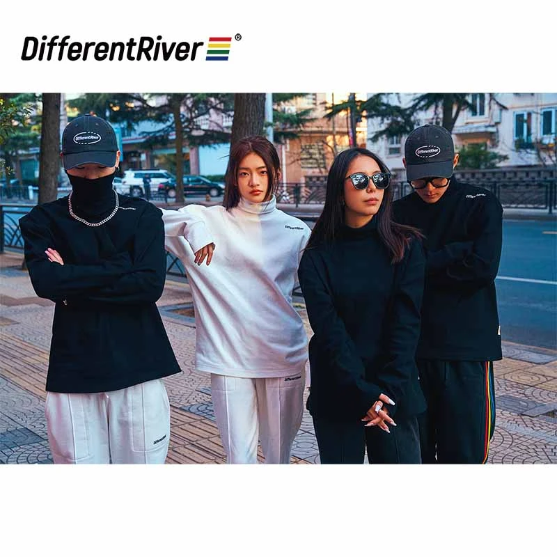 DifferentRiver秋冬【派对】基础款-螺纹纯色高领百搭长袖T恤