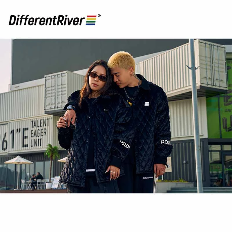 DifferentRiver秋冬【派对】基础款- OS菱形格米兰绒夹棉保暖外套