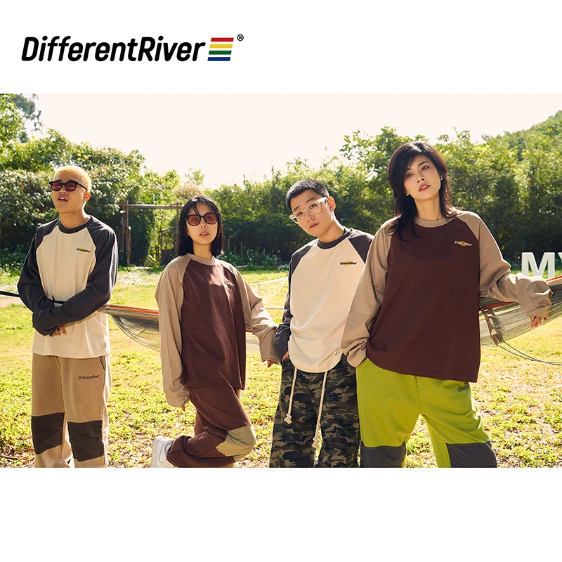 DifferentRiver2023春季【假日】露营系列-撞色插肩基础长袖T恤
