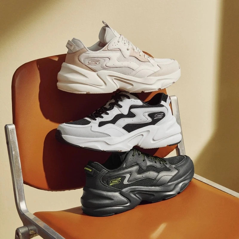 Skechers斯凯奇男鞋春季新款运动鞋休闲厚底简约熊猫老爹鞋118323