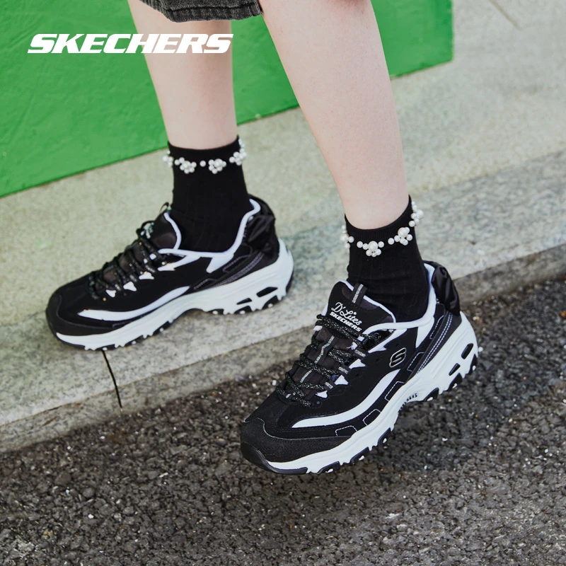 Skechers斯凯奇女鞋厚底经典熊猫鞋透气老爹鞋运动鞋休闲鞋13168