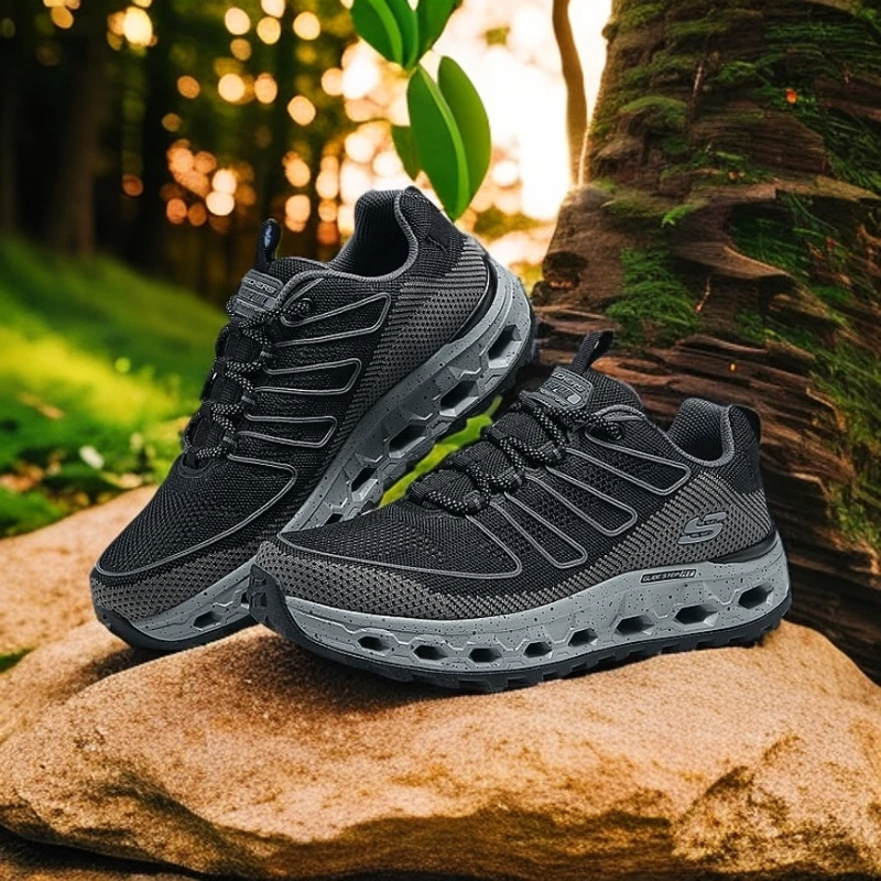 Skechers斯凯奇秋男鞋轻质缓震跑步鞋厚底增高百搭户外登山运动鞋