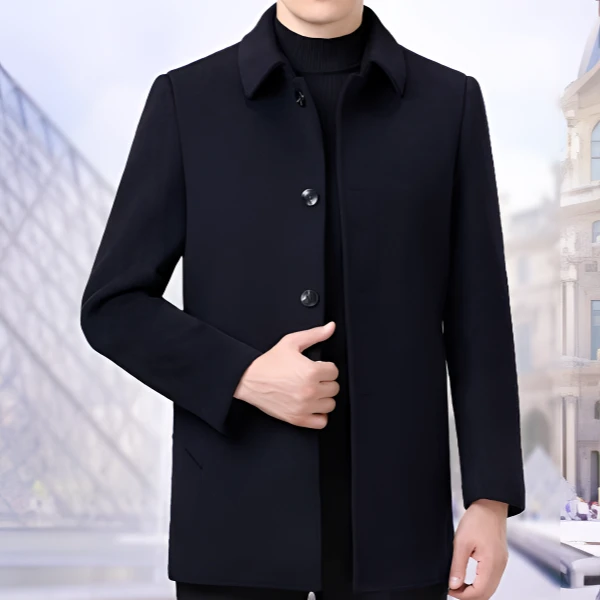 山羊绒男款男士翻领冬季中老年加厚保暖可脱卸内胆高端休闲外套