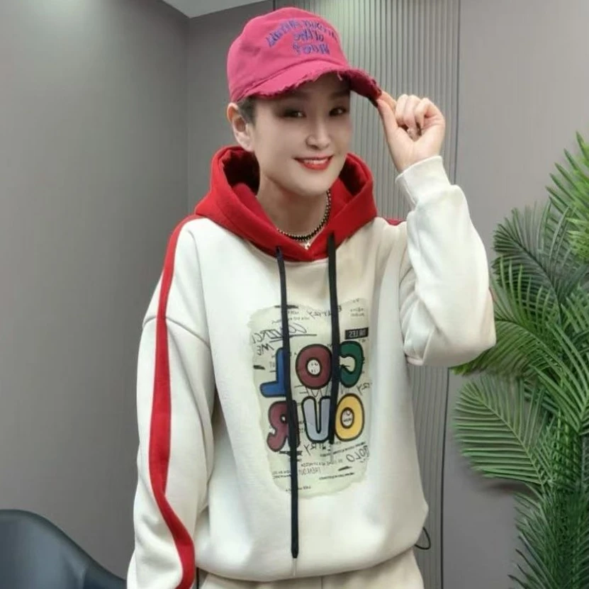 欧货新款时尚洋气宽松加绒卫衣 8819