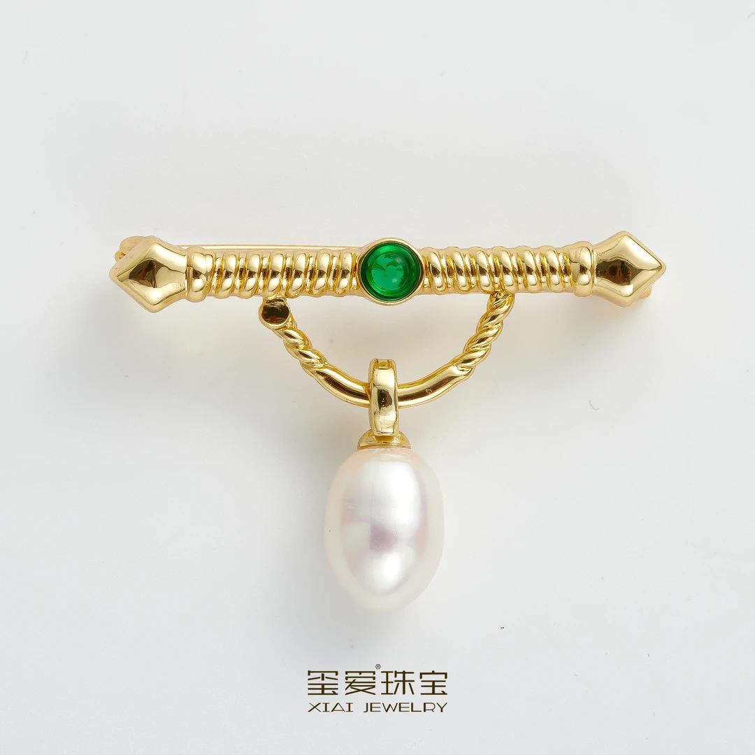 XIAI/玺爱【TY-71067】 气质 复古 法式精致款平衡木淡水 珍珠胸针