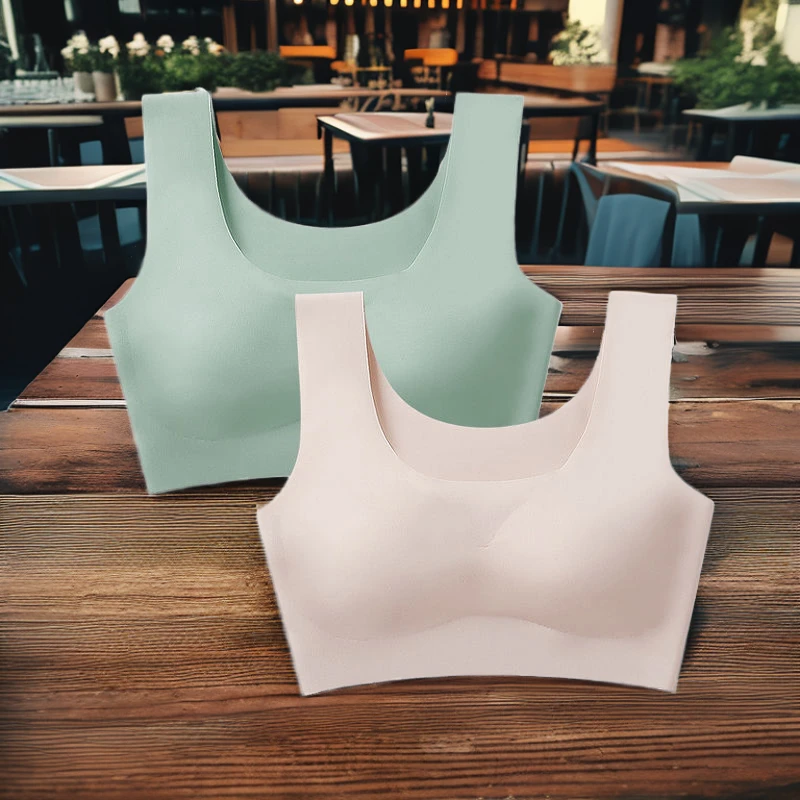 无痕内衣女薄款聚拢美背文胸罩无钢圈女士一片式裸感小胸睡眠柔软