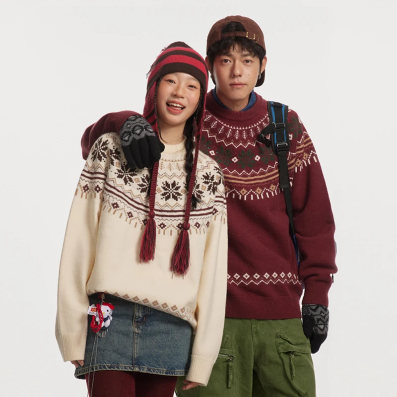 【晁然专属】江南先生北极绒针织外套费尔岛毛衣JN44J32