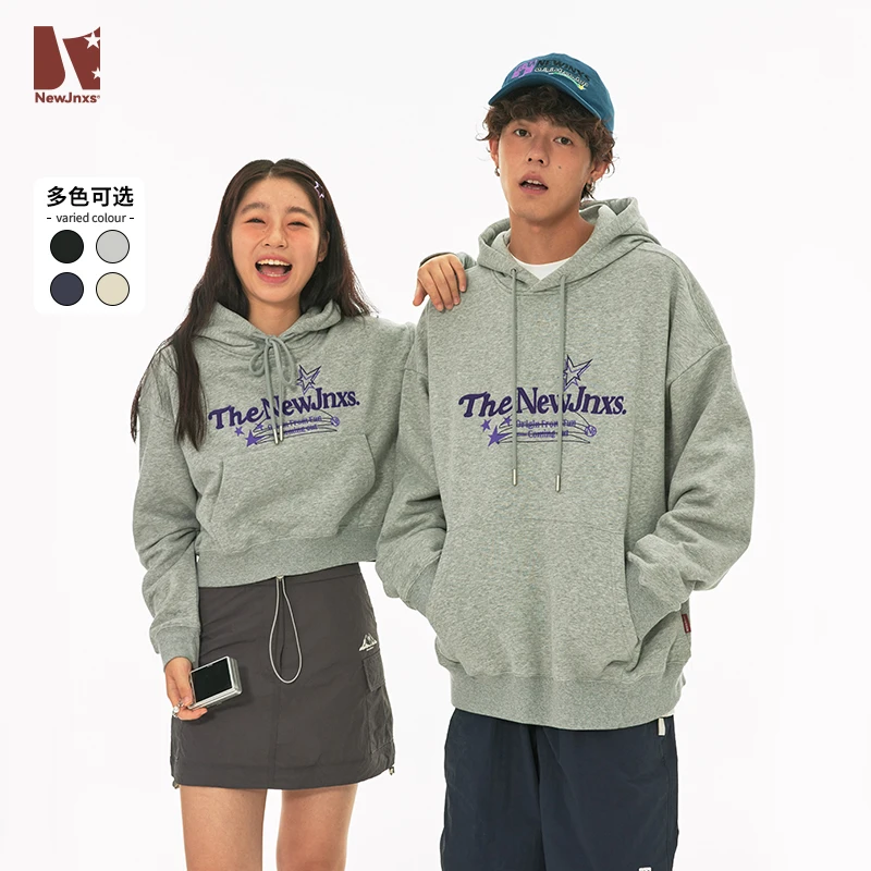 【尤里芸专属】江南先生美式字母绣花情侣装卫衣男女短外套JN33J39