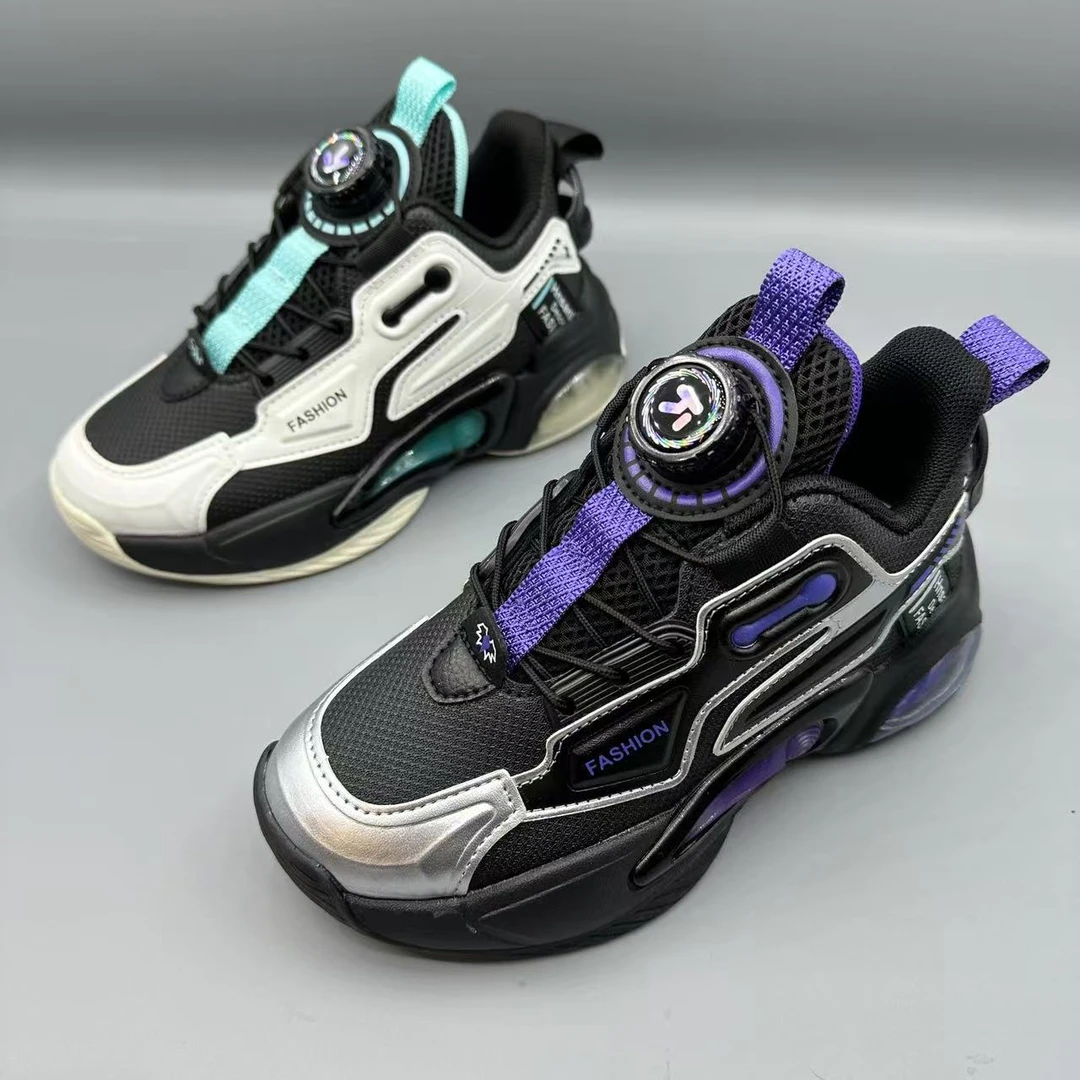 922儿童新品皮面旋转扣童鞋休闲鞋潮鞋百搭时尚篮球运动鞋32-42