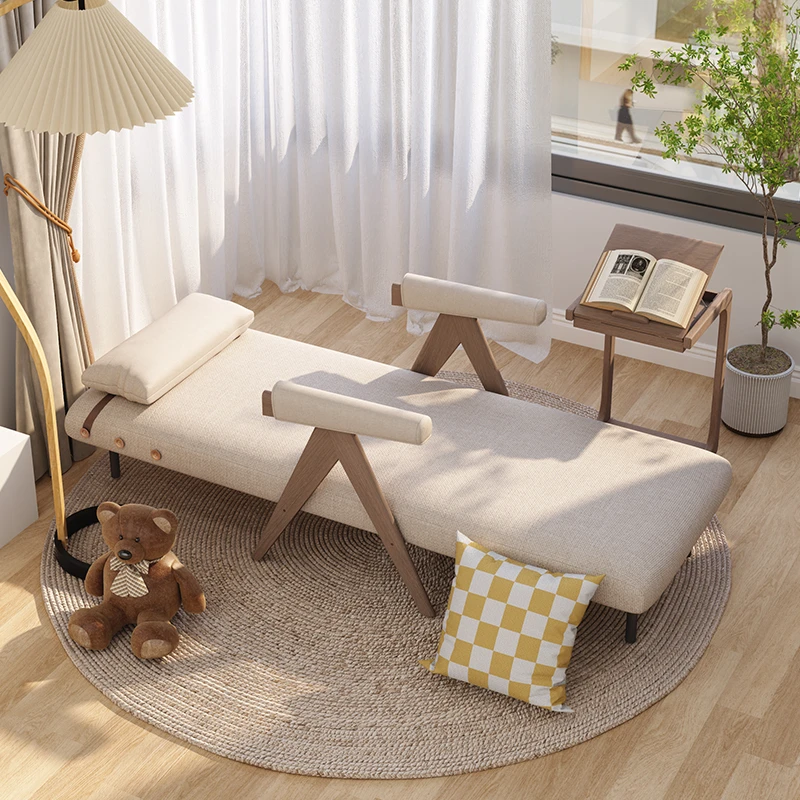 单人沙发两用多功能小户型单人床家用客厅贵妃椅实木折叠沙发