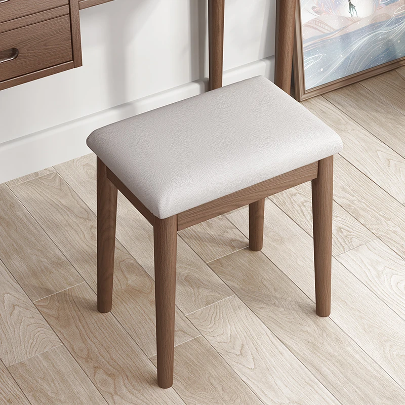 木屋记实木化妆凳现代简约软包凳子小型妆台凳北欧网红梳妆凳轻奢