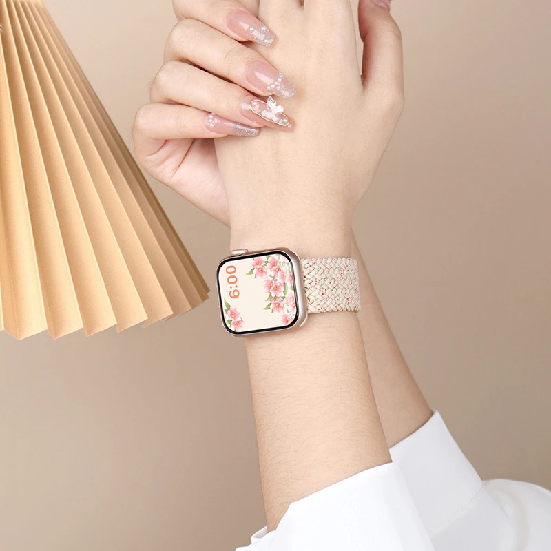 适用苹果手表S8表带applewatch单圈编织S7iwatch表带56尼龙新款SE