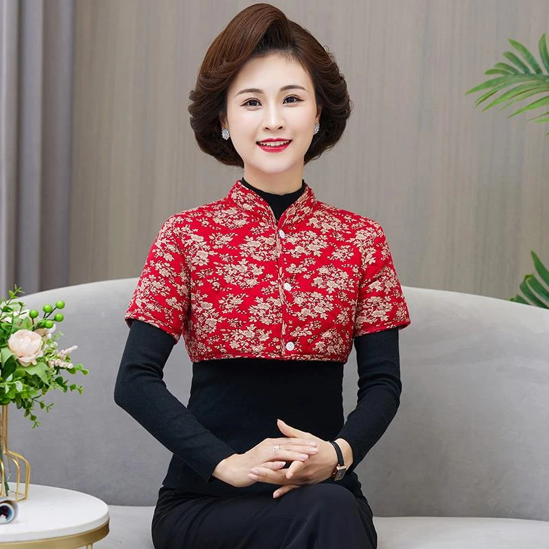 【新款】护肩神器中老年睡觉防寒保暖坎肩女月子披肩护颈椎加绒厚短