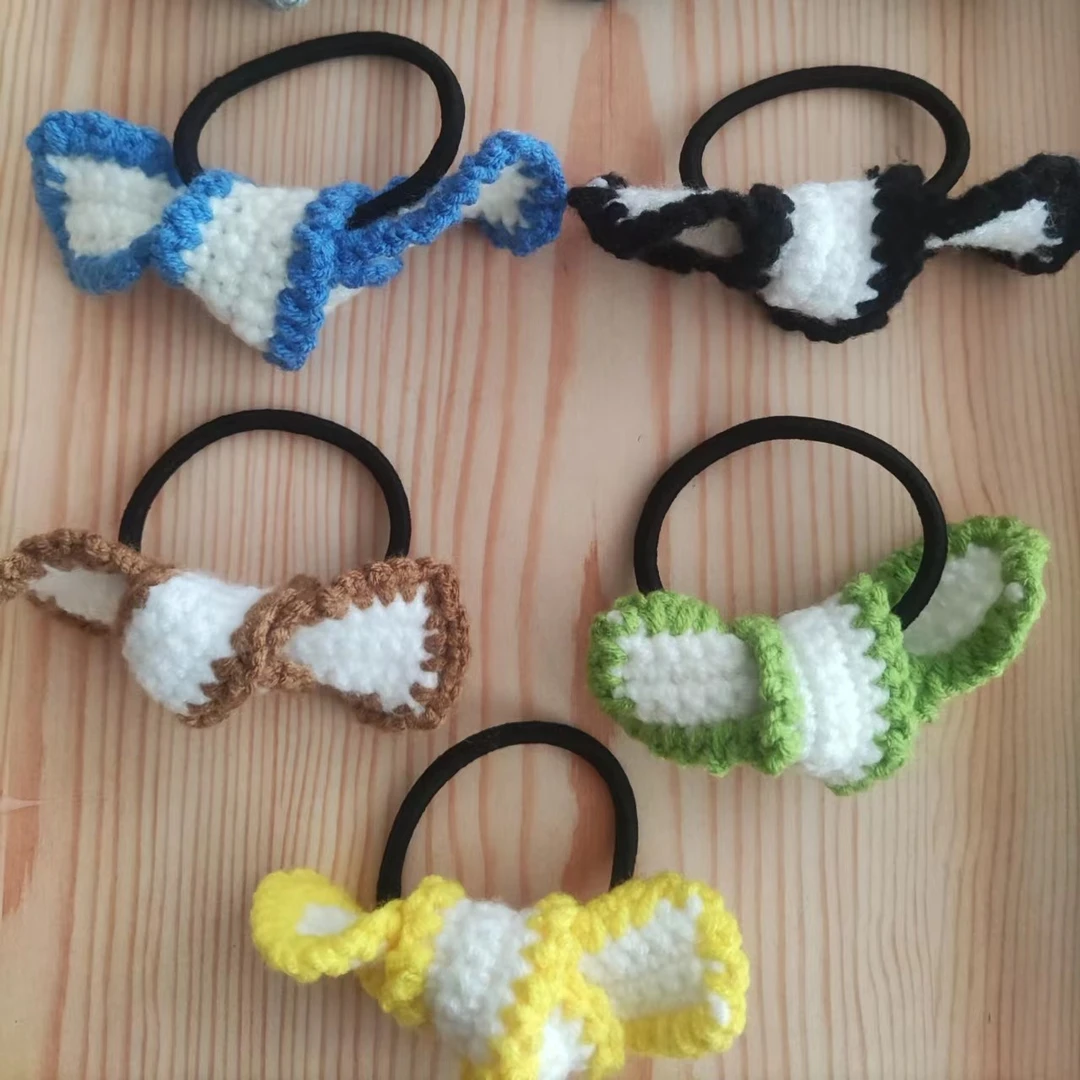 手工毛线钩织diy基础款简约发绳成品