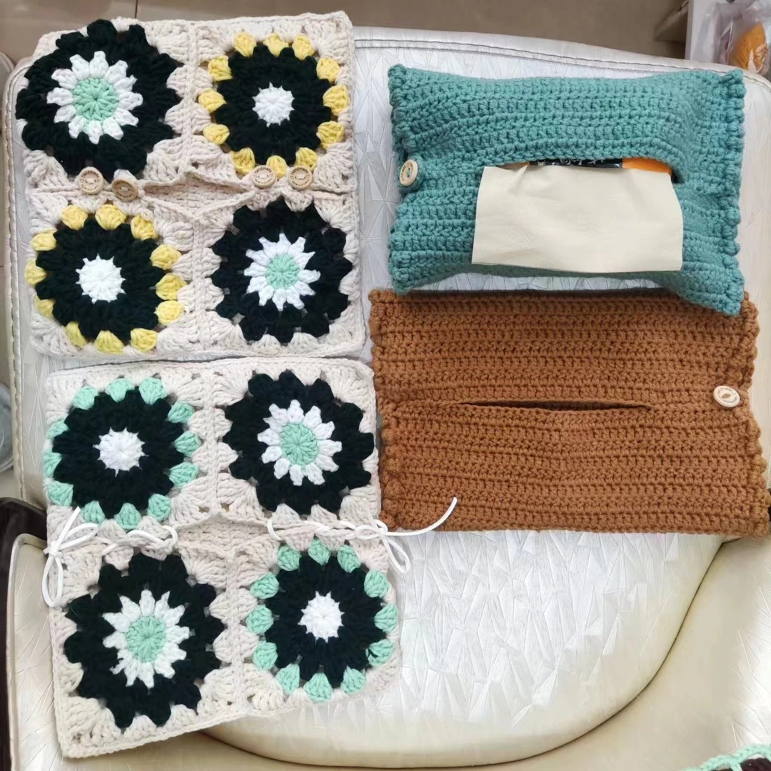 手工毛线钩织diy收纳系列复古风纸巾包成品颜色款式可定制