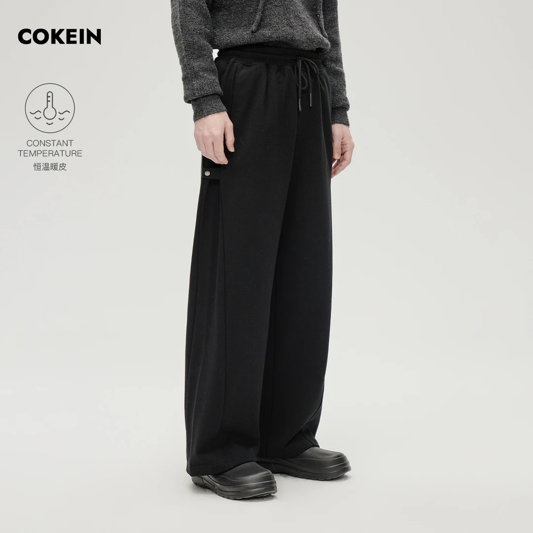 2024秋季新品COKEIN卫裤男春秋季运动裤分割拼接设计阔腿休闲裤潮