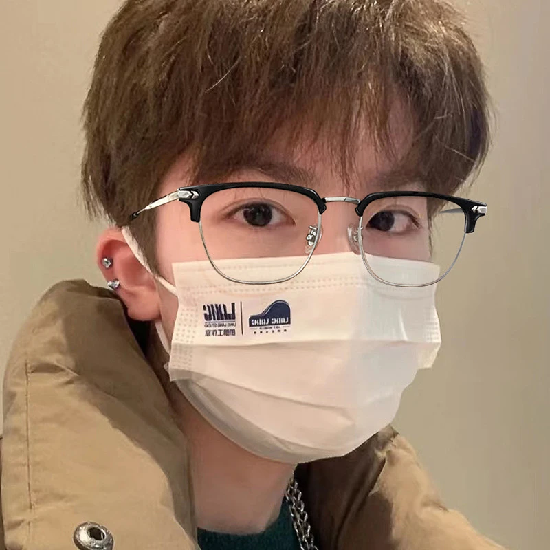 小黄车11号----男款超轻钛架斯文理工男近视眼镜眉线半框潮流百搭