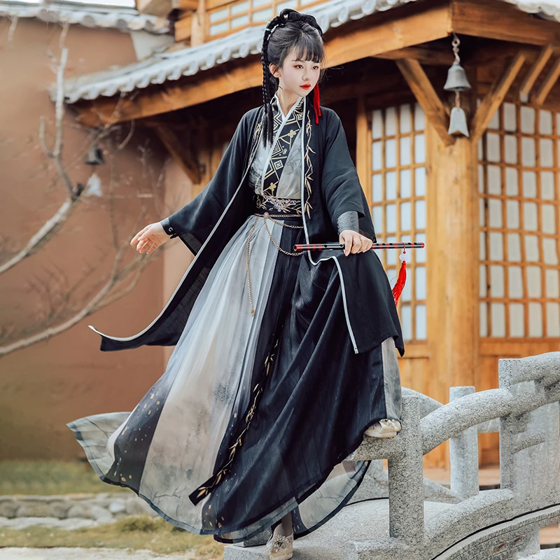 慕夏【无双】原创汉服宋制褙子齐腰国风水墨男女同款酷飒日常百搭