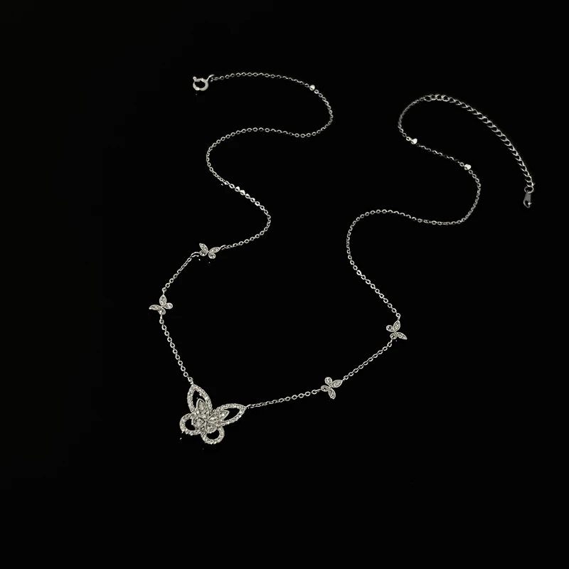 坠链均925银锆石 2274轻奢三个蝴蝶项链