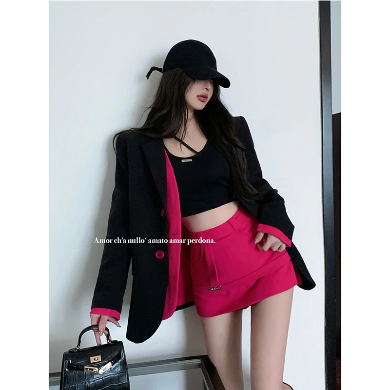 时尚气质爆款春秋季御姐风高级感小众洋气时髦复古西装外套半身裙